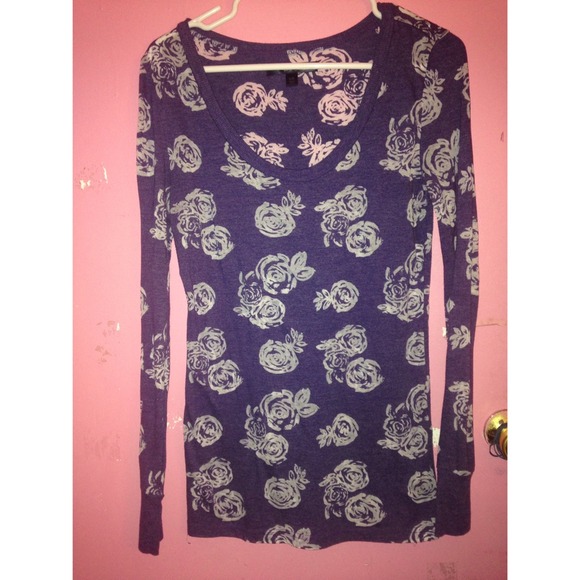 White Rose Purple Long Sleeve Shirt