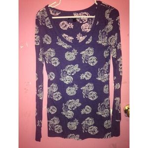 White Rose Purple Long Sleeve Shirt