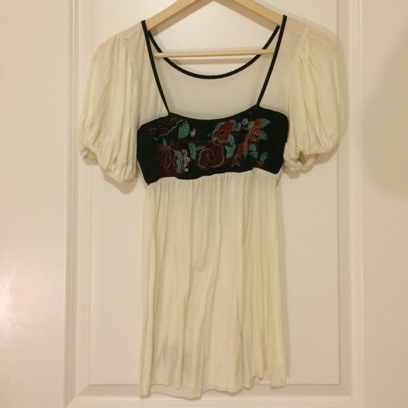 UAL peasant top with embroidery across the chest