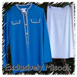 Blue and White 2-Piece Misook Suit