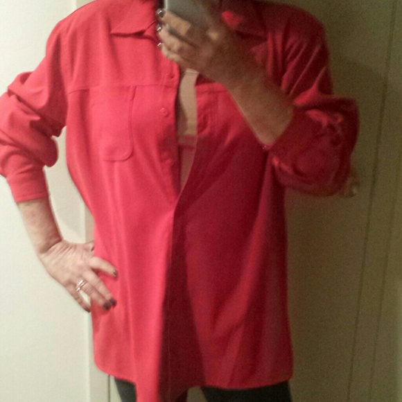 Bright red button down - Picture 3 of 4