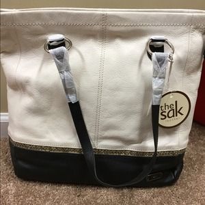 Cream and Snake skin tote bag