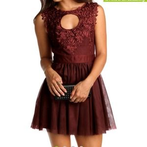 burgundy windsor skater dress