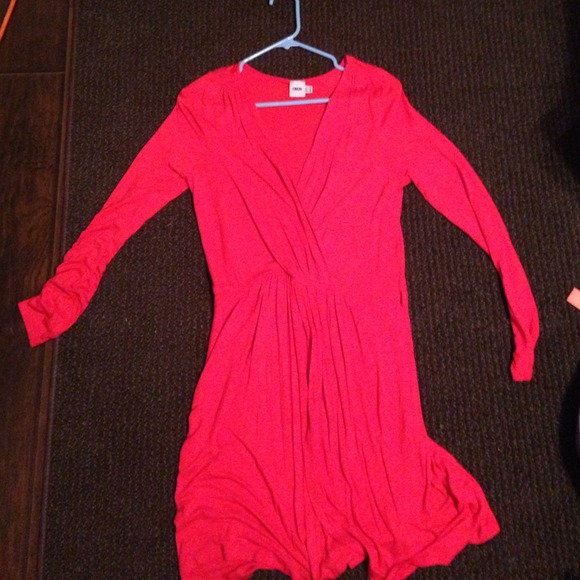 Asos red long sleeve v-neck wrap dress