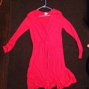 Asos red long sleeve v-neck wrap dress