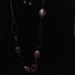 Purple necklace and earring set