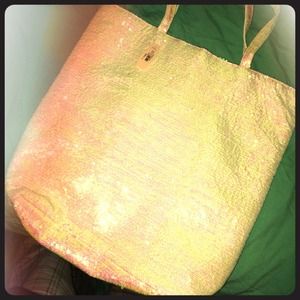 Victoria's Secret white sequin tote