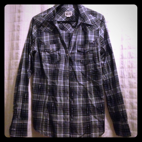 Navy plaid shirt