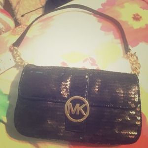Michael Kors black sequin small purse NWT