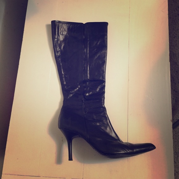 Black leather boots