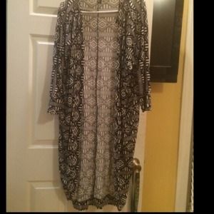 Long B&W Aztec Cardigan