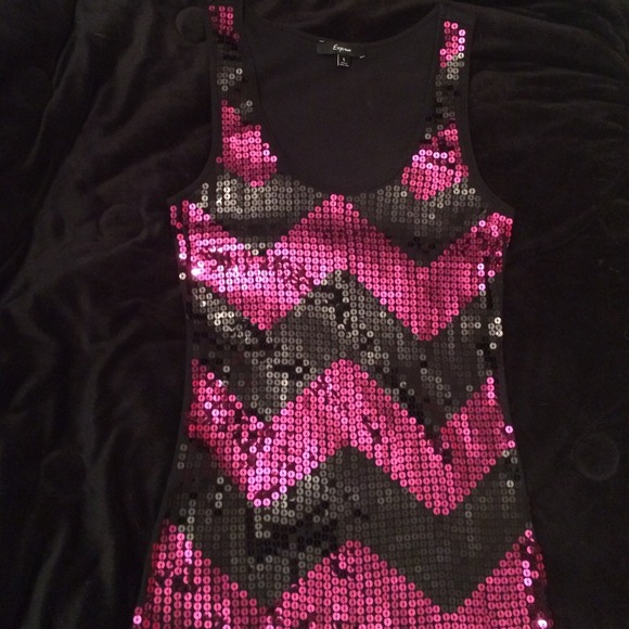 Express Tops - Express sequined chevron stripe tank top