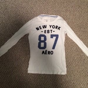 Large White Aeropostale Long Sleeve Shirt
