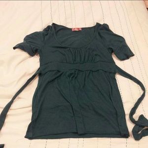 Teal Empire Waist Top With Back Tie