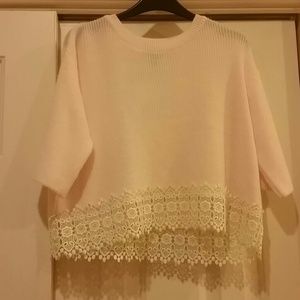 Cropped lace sweater