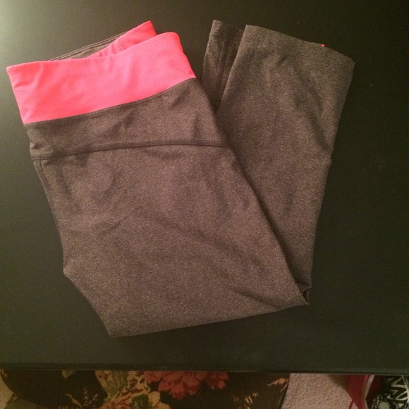 Pink and grey cropped athletic leggings