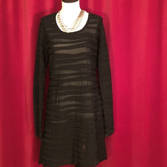 Long sleeve dress with sheer panels.