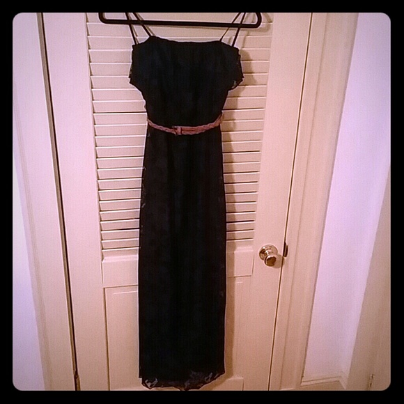 DEB Navy Blue Floral Lace, Strapless dress