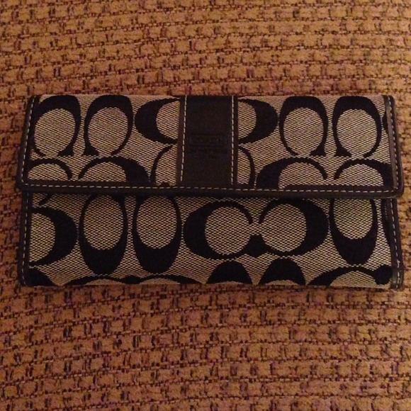 Authentic black coach c wallet & checkbook holder