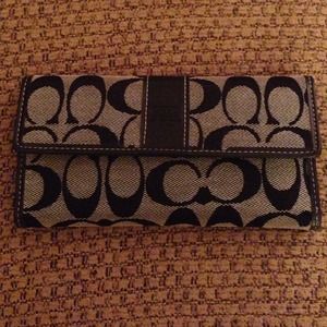 Authentic black coach c wallet & checkbook holder