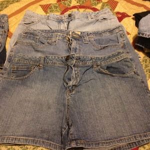 Lot of three pair stretch denim shorts