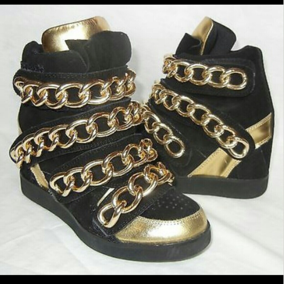 Jeffrey Campbell Chunky Gold Link Sneaker Wedges