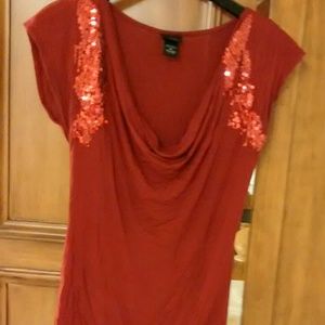 Ruby red sequined top