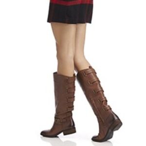 Cognac brown leather riding boot