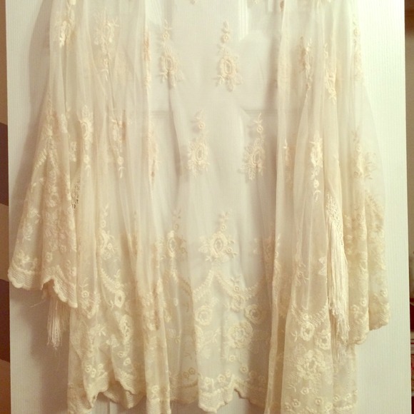 Sheer lace long cardigan