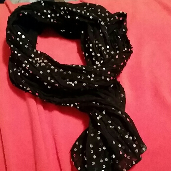 Black scarf with silver sequins