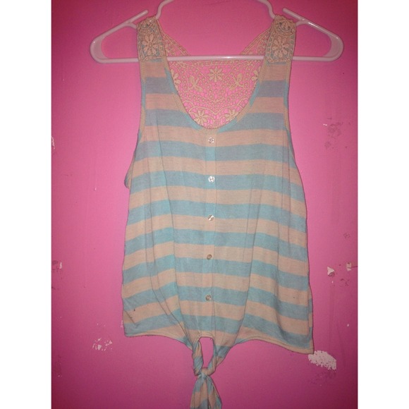 Blue & Cream Striped Tank Top