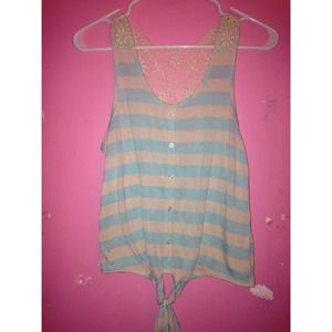 Blue & Cream Striped Tank Top