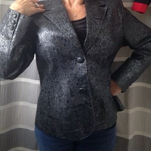 Leather  silvery black Jacket by Pamela McCoy
