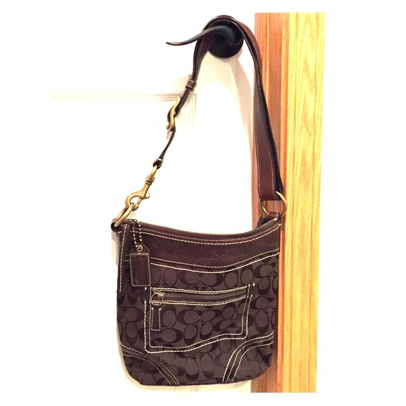 Brown signature coach over the shoulder bag