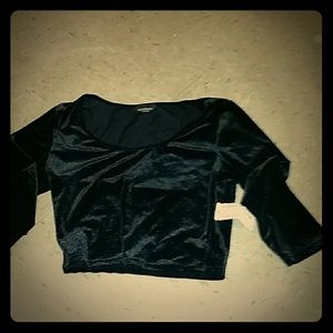 Black velvet crop shirt