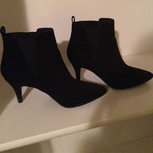 Black suede heeled booties