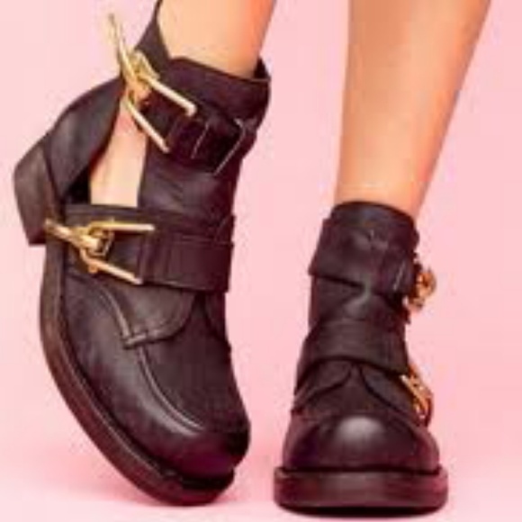 [Jeffrey Campbell] roscoe biker boot black gold 6 - Picture 3 of 3