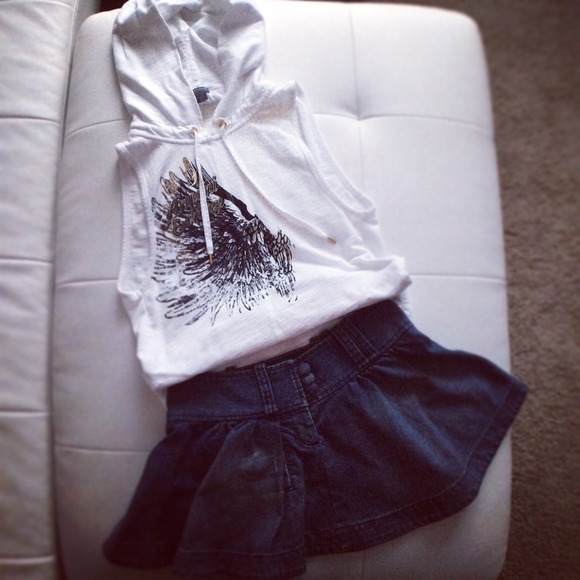 Armani Exchange flare denim skirt