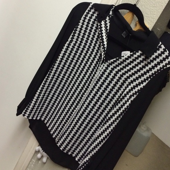 Chiffon top, black and white.