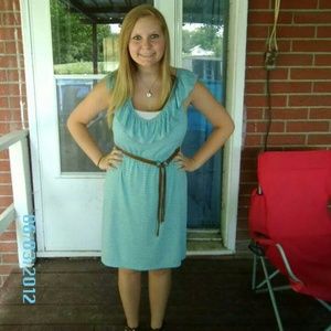 Blue gray striped dress