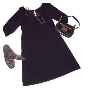 Adorable Black Sweater Dress with pleats