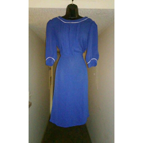 (SOLD) Navy Blue Vintage Dress