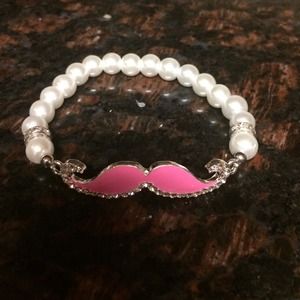 Rhinestone Mustache Bracelet