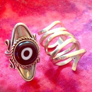 Set of 2 rings! Evil eye and Gold Spiral Ring