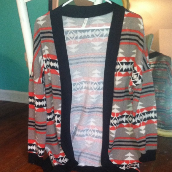 Black,orange, tan, and white cardigan!