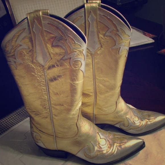 Gold and silver cowgirl boots
