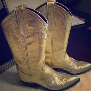 Gold and silver cowgirl boots