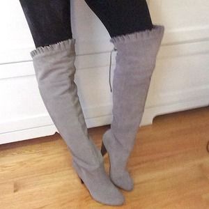 BCBGeneration Grey Suede Over Knee Boots