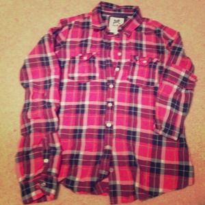 Gilly Hicks- pink plaid button up shirt
