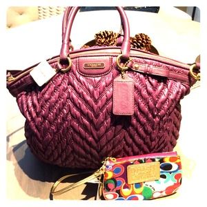 Coach Purple Purse & Small wrist Bundle